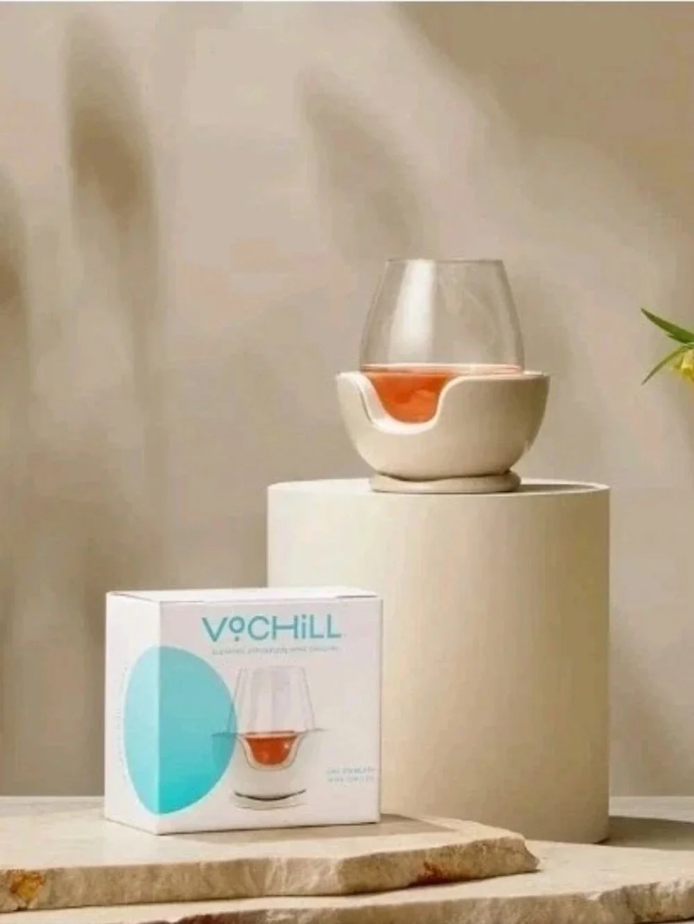 VoChill Stemless Wine Chiller Sand Refreeze & Reuse Fits Most Glasses Magnetic
